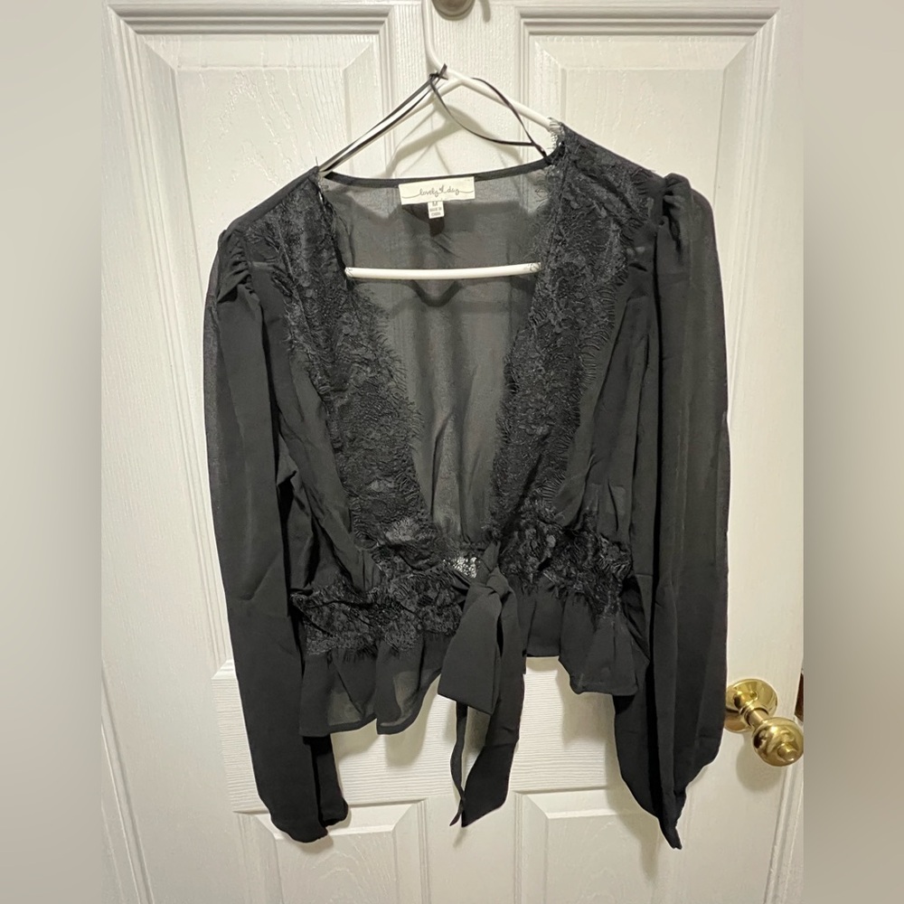 Lovely Day Black Sheer Blouse